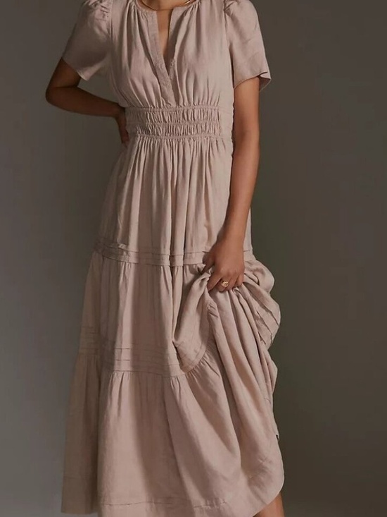 Anthropologie Dresses & Skirts - Anthropologie Somerset Linen dress blush/beige XS